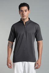 Premium Polo T- shirt Metallic Grey Stand Collar