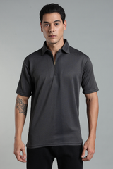 Premium Polo T-shirt Metallic Grey Collar