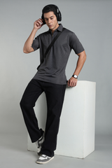 Premium Polo T-shirt Metallic Grey Collar