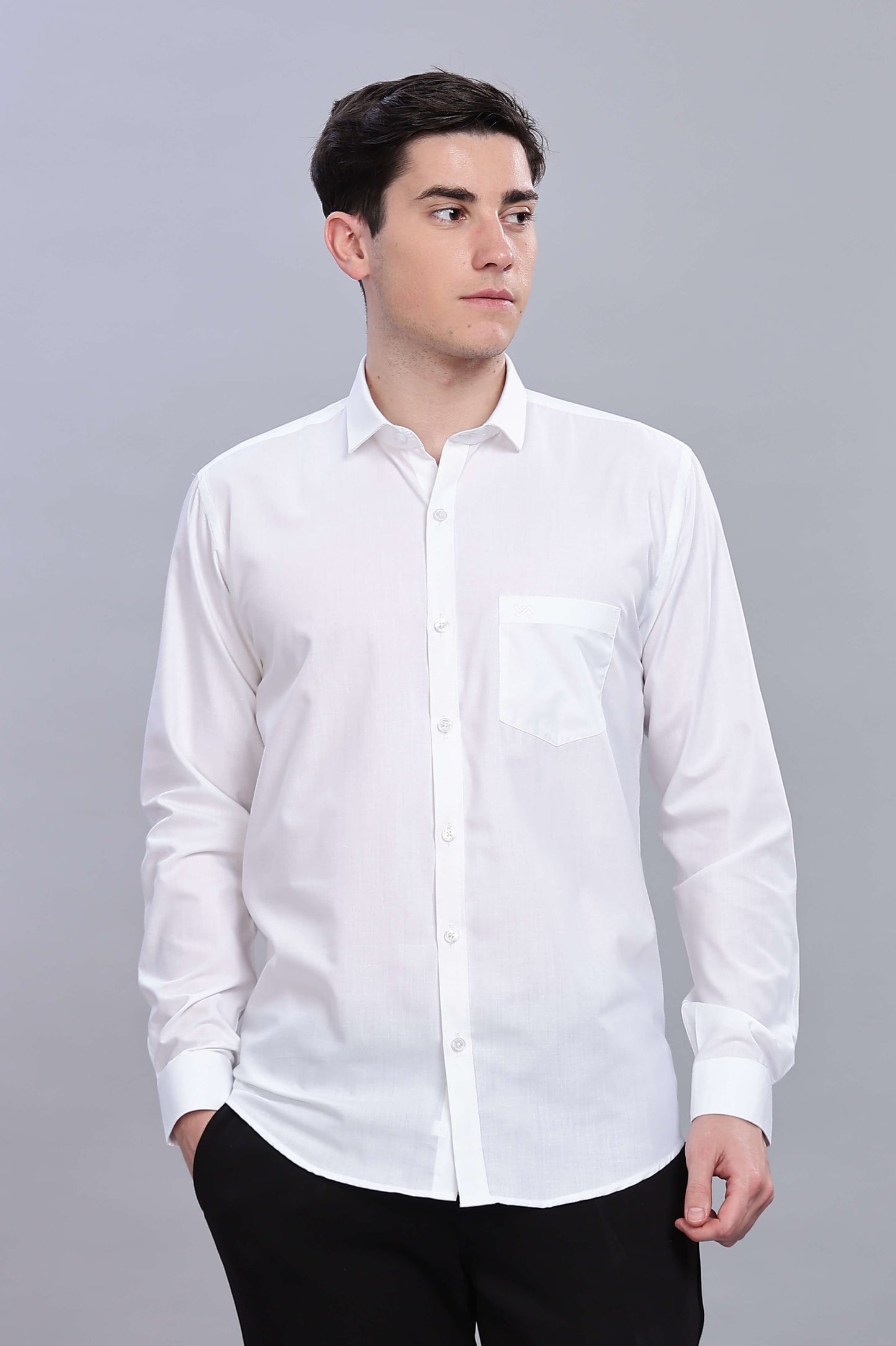 Classy White Formal Plain Regular Fit Shirt