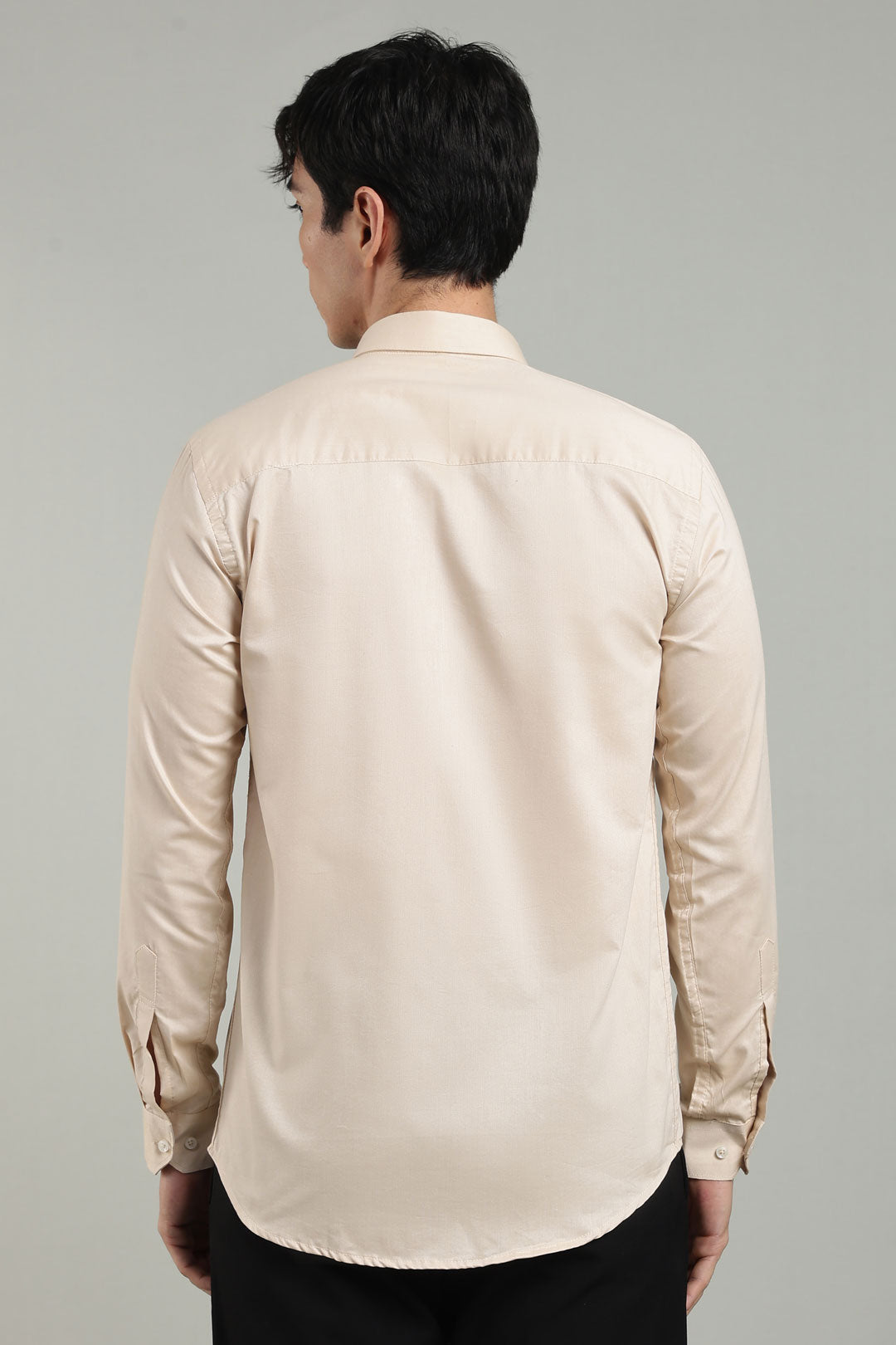Beige Plain Regular Fit Full Sleeve Shirt - Cool Cotton