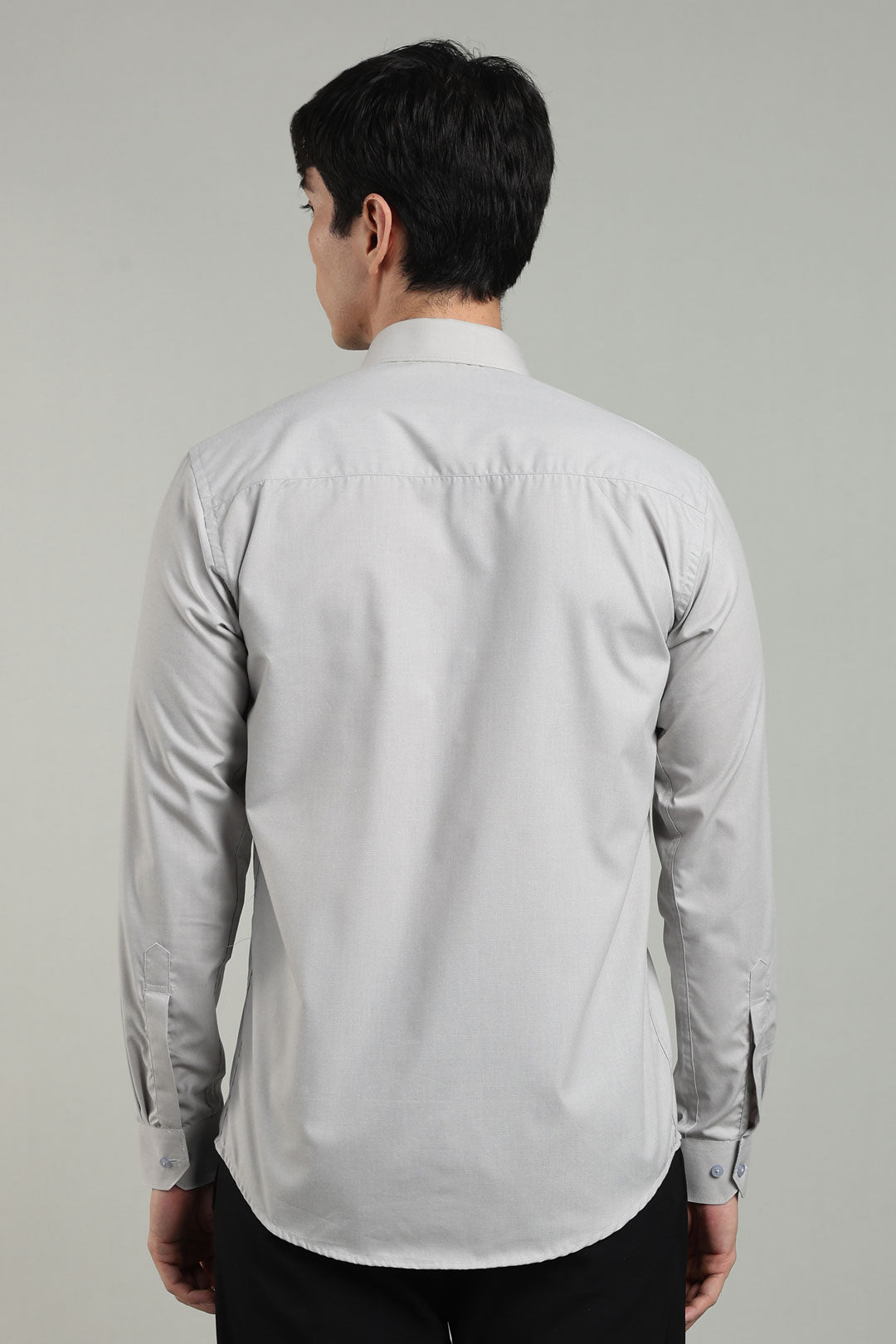 Grey Formal Plain Regular Fit Shirt