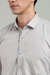 Grey Formal Plain Regular Fit Shirt