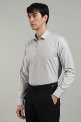 Grey Formal Plain Regular Fit Shirt