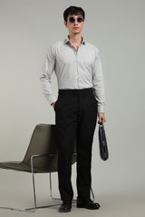 Grey Formal Plain Regular Fit Shirt