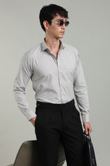 Grey Formal Plain Regular Fit Shirt