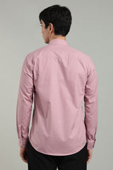 Pink Formal Plain Regular Fit Shirt