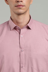 Pink Formal Plain Regular Fit Shirt