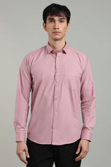 Pink Formal Plain Regular Fit Shirt