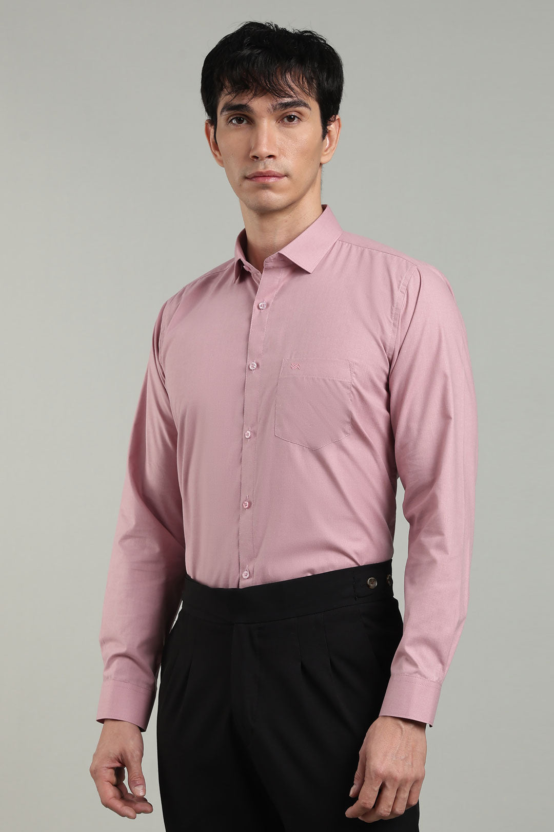 Pink Formal Plain Regular Fit Shirt