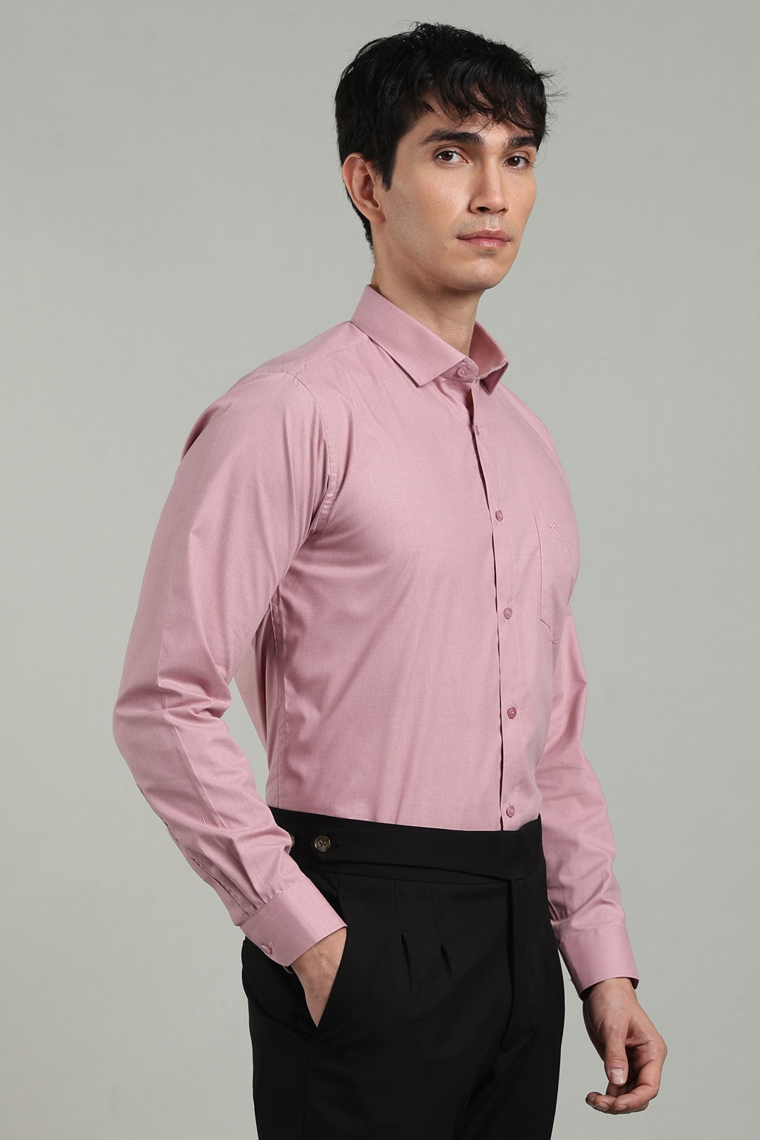 Pink Formal Plain Regular Fit Shirt