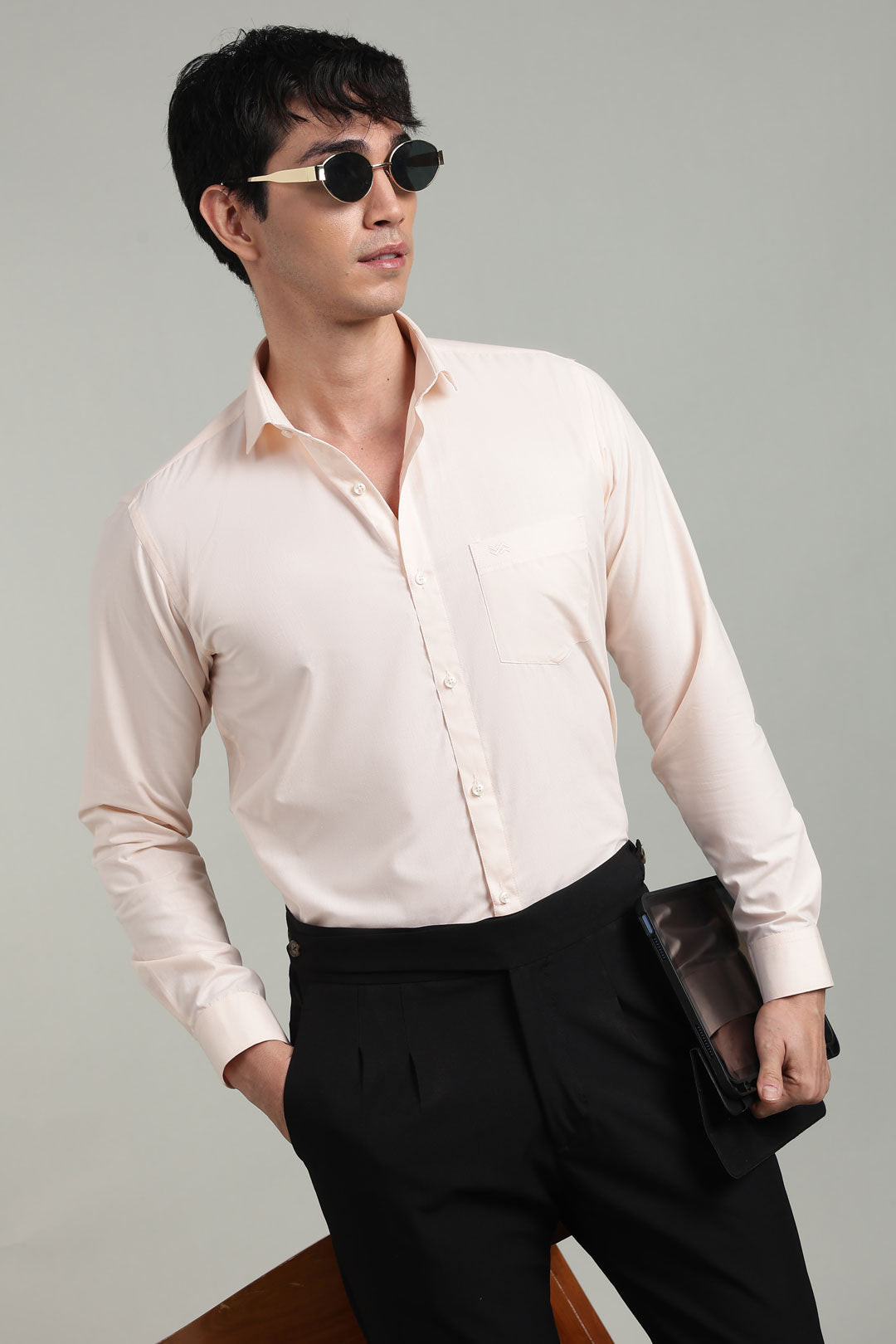light Pink Formal Plain Regular Fit Shirt