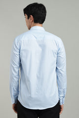 Blue Formal Plain Regular Fit Shirt