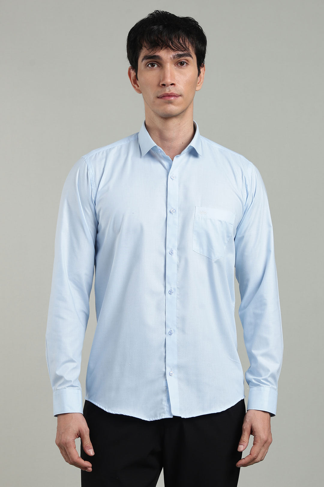 Blue Formal Plain Regular Fit Shirt