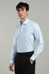 Blue Formal Plain Regular Fit Shirt