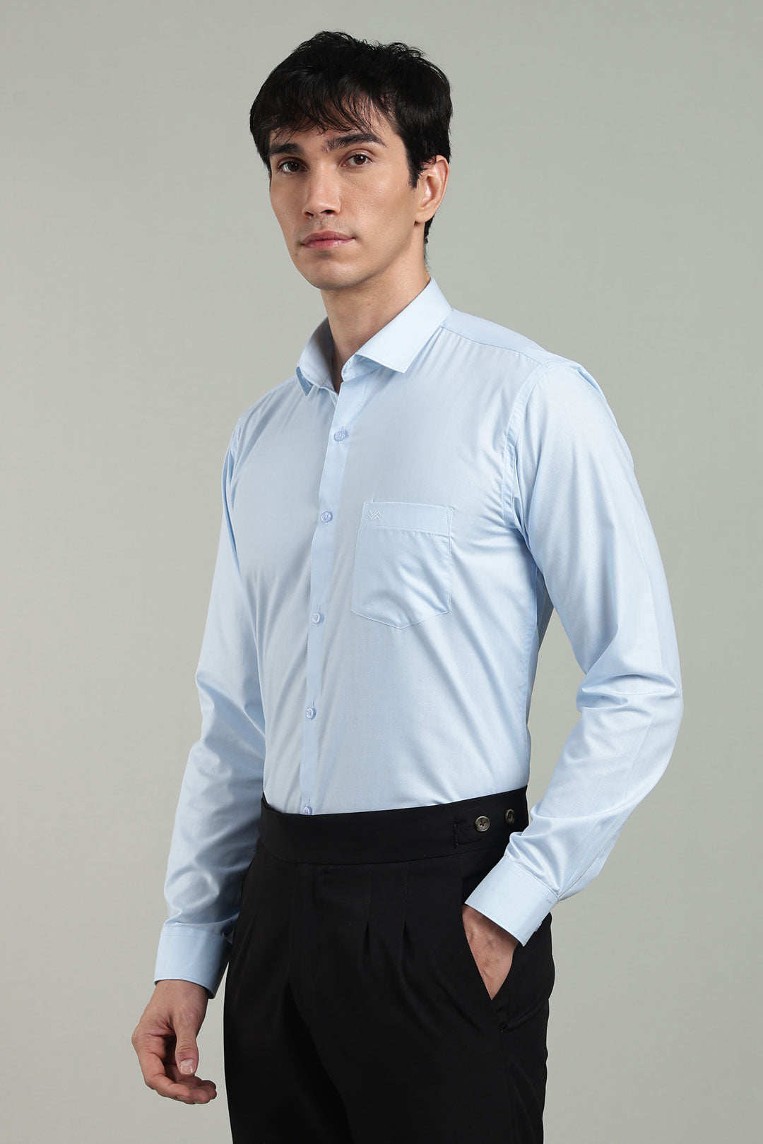 Blue Formal Plain Regular Fit Shirt