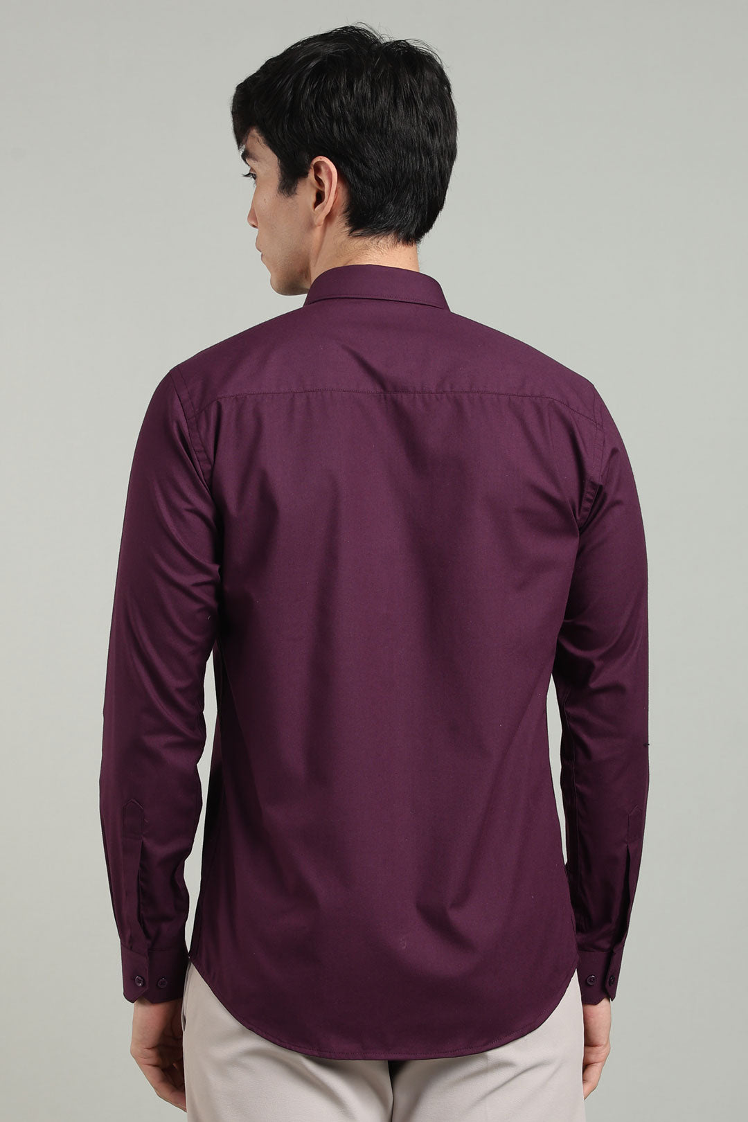 Wine Formal Plain Regular Fit Shirt