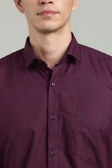 Wine Formal Plain Regular Fit Shirt