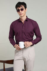 Wine Formal Plain Regular Fit Shirt