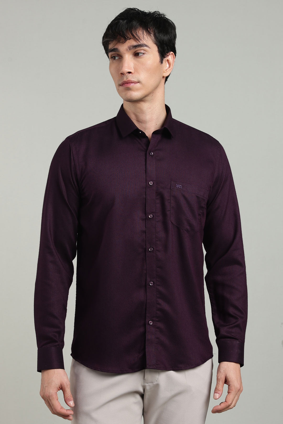Purple Formal Plain Regular Fit Shirt