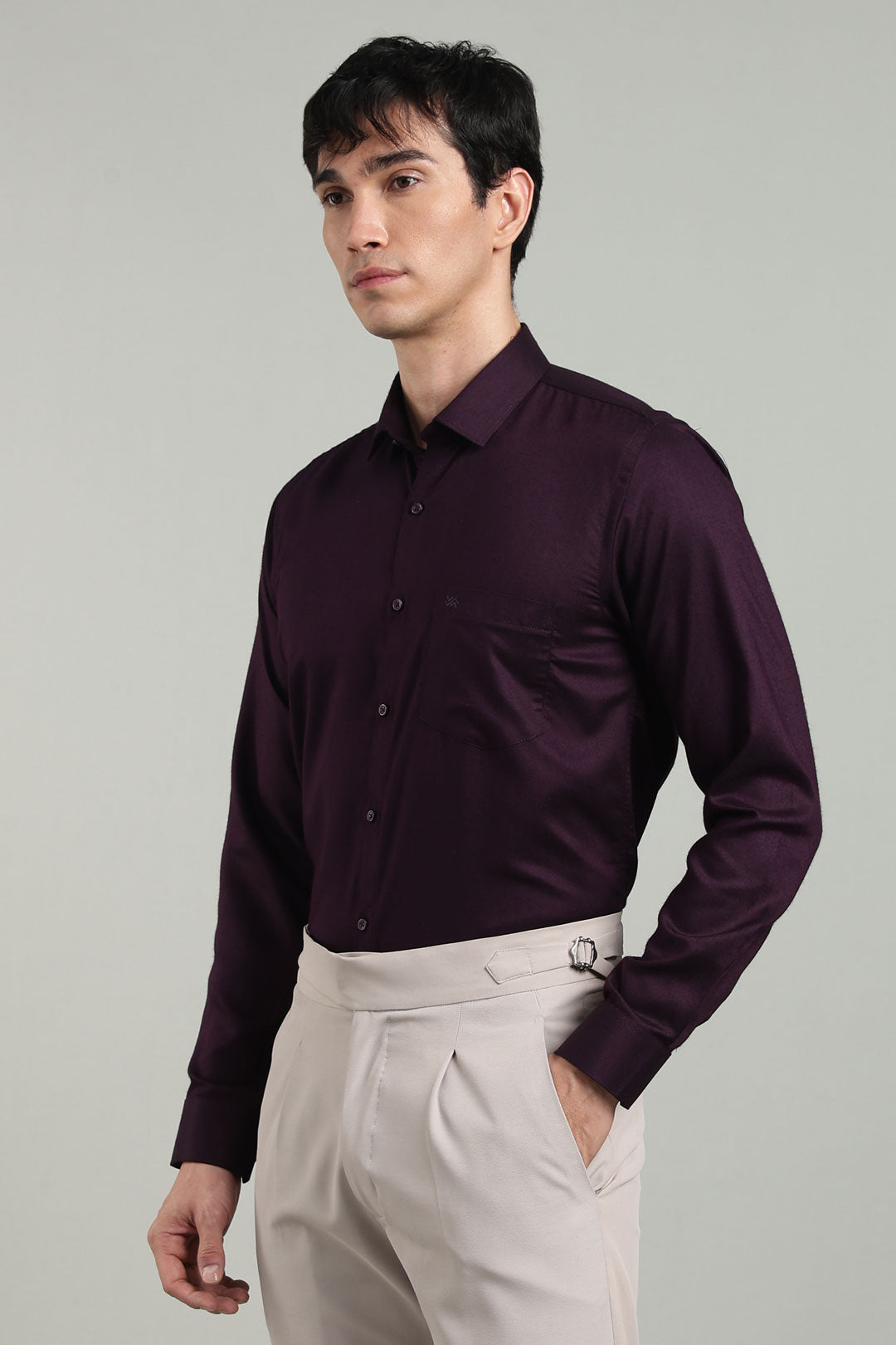 Purple Formal Plain Regular Fit Shirt