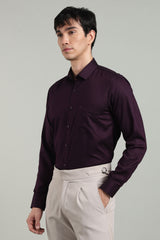 Purple Formal Plain Regular Fit Shirt