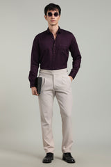 Purple Formal Plain Regular Fit Shirt