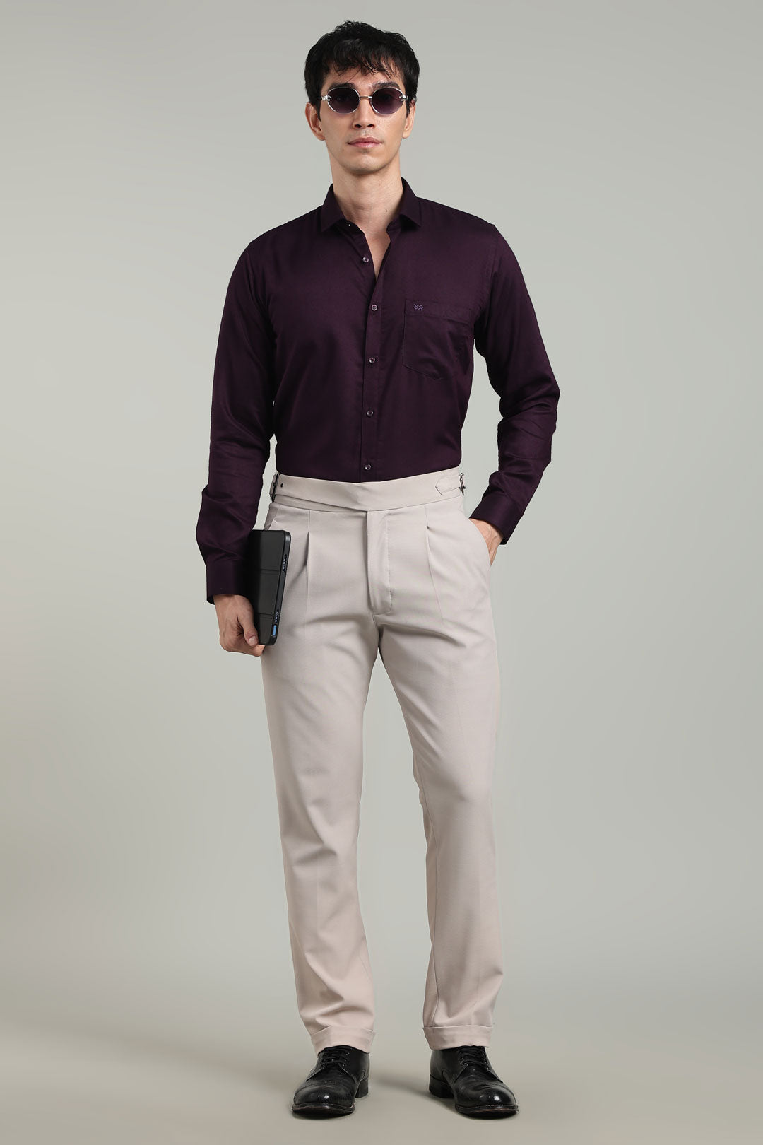 Purple Formal Plain Regular Fit Shirt