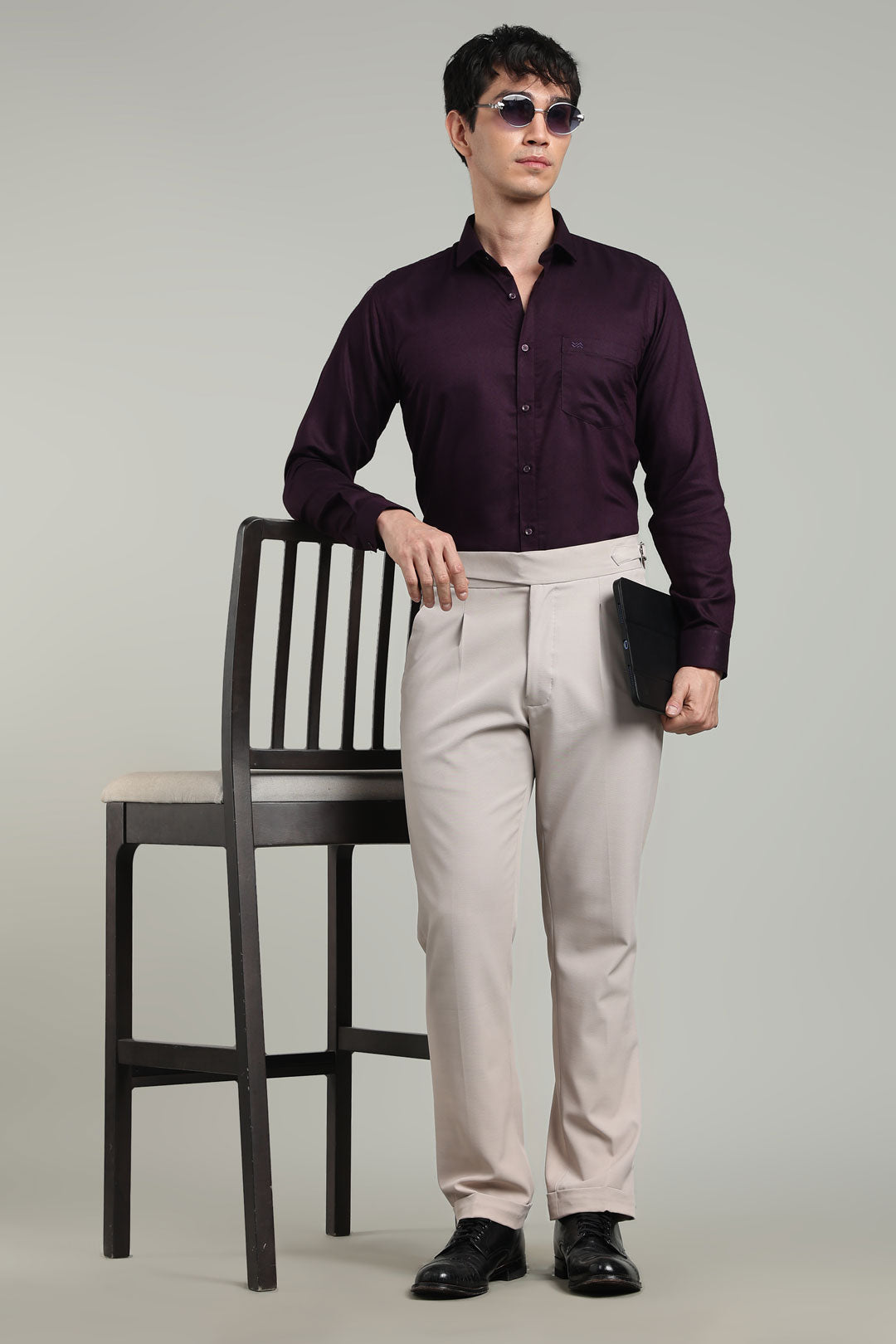 Purple Formal Plain Regular Fit Shirt