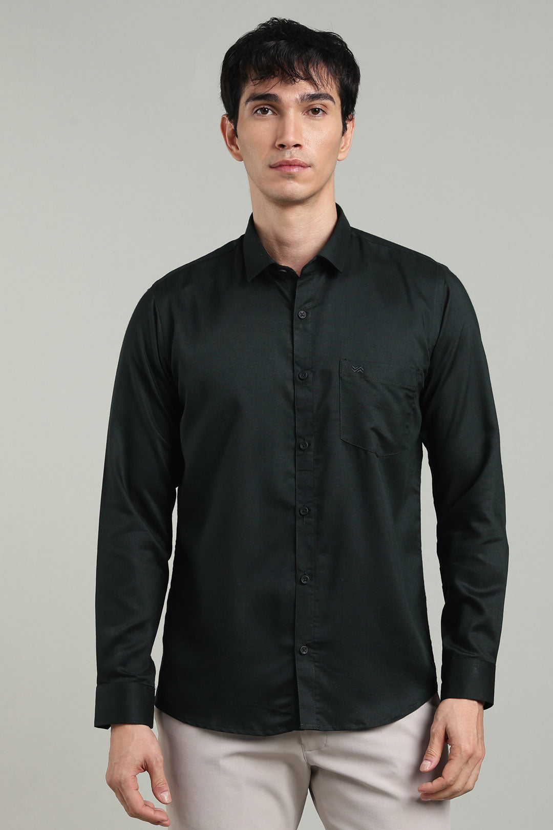 Black Formal Plain Regular Fit Shirt