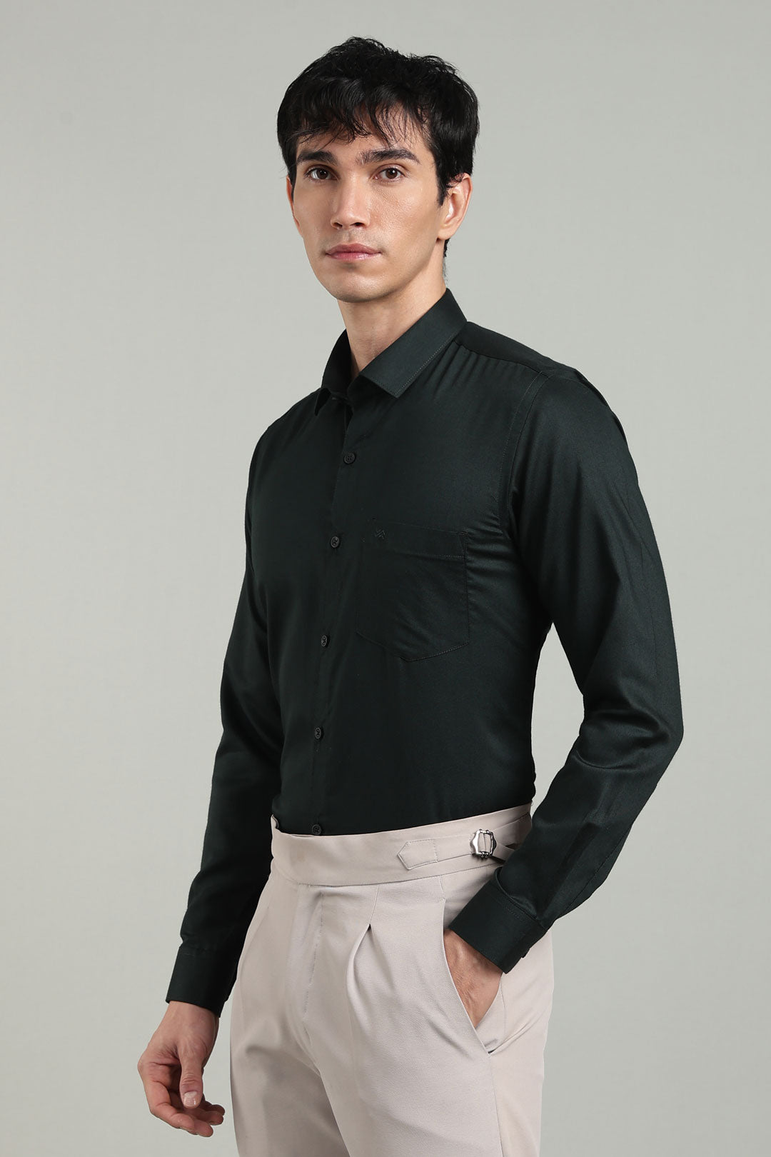 Black Formal Plain Regular Fit Shirt