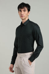 Black Formal Plain Regular Fit Shirt