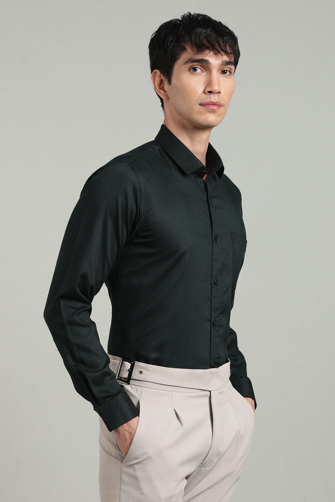 Black Formal Plain Regular Fit Shirt