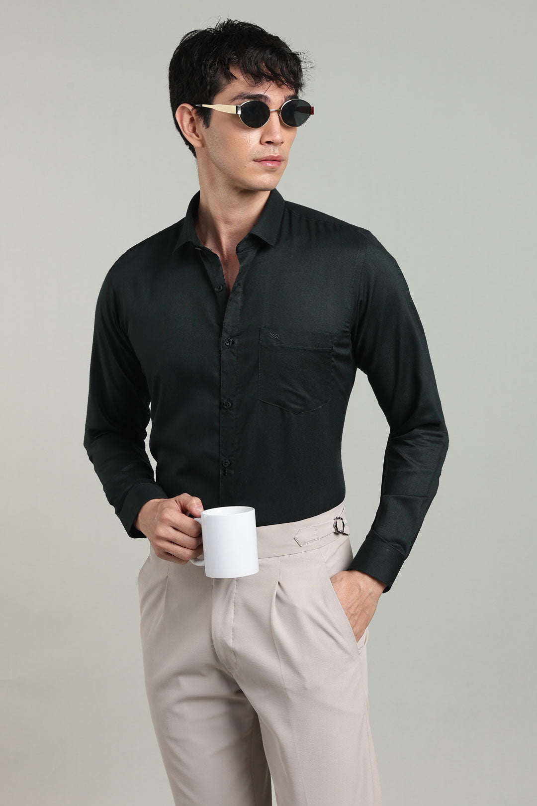 Black Formal Plain Regular Fit Shirt