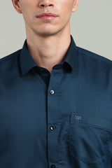 Navy Blue Formal Plain Regular Fit Shirt