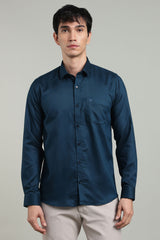 Navy Blue Formal Plain Regular Fit Shirt
