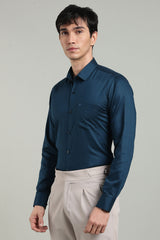Navy Blue Formal Plain Regular Fit Shirt