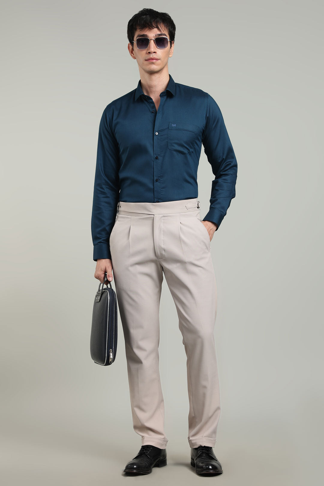 Navy Blue Formal Plain Regular Fit Shirt