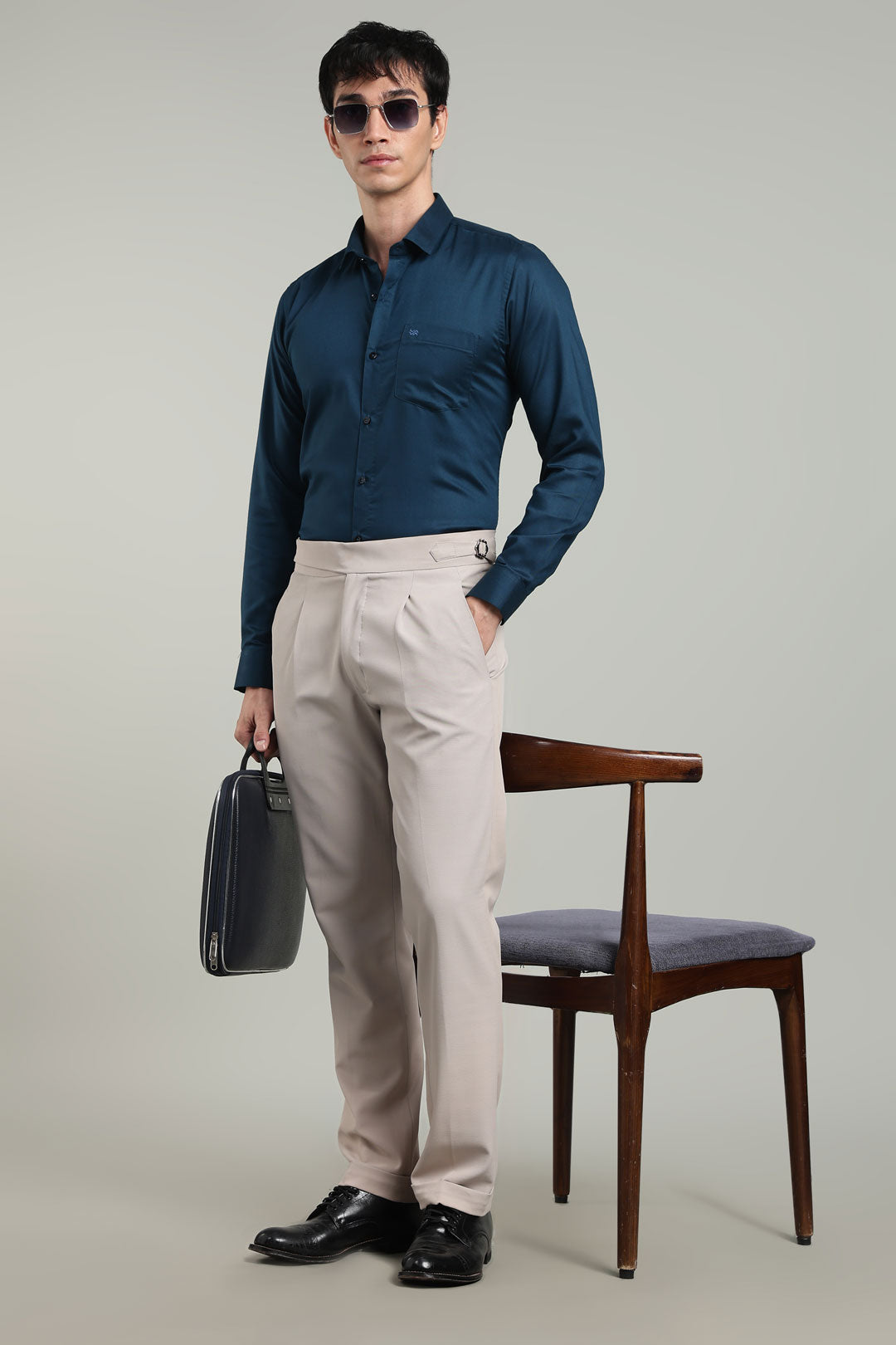Navy Blue Formal Plain Regular Fit Shirt