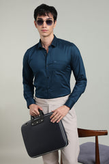 Navy Blue Formal Plain Regular Fit Shirt